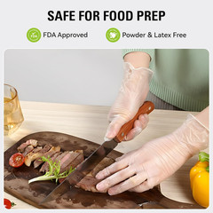 SWIFTLITE Disposable Vinyl Gloves, Food Safe, Latex-Free Powder-Free Clear Plast