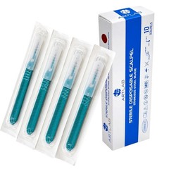 10 Stainless Steel Disposable Sterile Scalpels With Graduated Plastic Handle