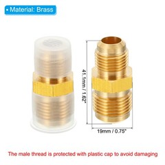 3/8 Inch Male Flare x 1/2 Inch Male Flare Connector, Brass Adapter Reducing