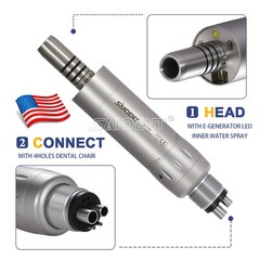 Dental 1:1 LED Low Speed Air Motor Handpiece Internal E-type 4 Holes SANDENT ds