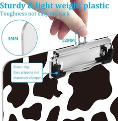 Cute Cow Print Clipboard A4 Letter Size Plastic Decorative, Pattern Varies