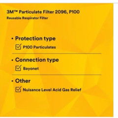 3M Particulate Filter P100, 2096CN, 2 Pack, Exp. Date 02/23, GB2626-2006, FREESH