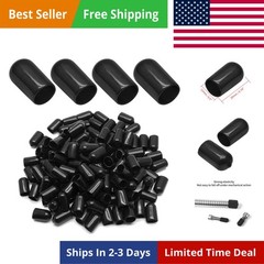 120Pcs Round Rubber End Caps 1/2 Inch 12mm ID Vinyl Flexible Screw Thread Pro…