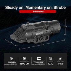 Solofish 1500lm Slidable Tactical Flashlight with Green Laser Light Combo