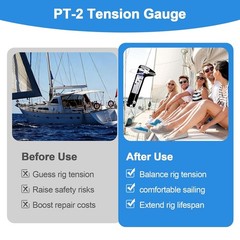 Sailboat Rigging Tension Gauge PT-2, 1500LB Max Load, Fits 3/32in 1/8in 5/32in