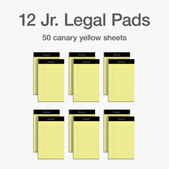 5 X 8 Legal Pads, 12 Pack, Narrow Ruled, Yellow Paper, 50 Sheets per Writing Pad