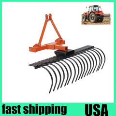 50 in Landscape Rake 3 Point Hitch Tractor Rake Category-0 Cat-1 Tractor Steel