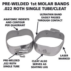 Orthodontic Pre-Welded 1st Molar Bands USA Sizes Roth .022 Tube/ Cleat Pack of 5