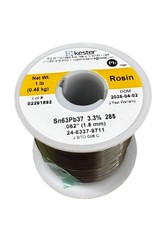 Kester 24-6337-9711 Solder Wire, Rosin Core, Leaded, Sn63Pb37 3.3%, 0.062″