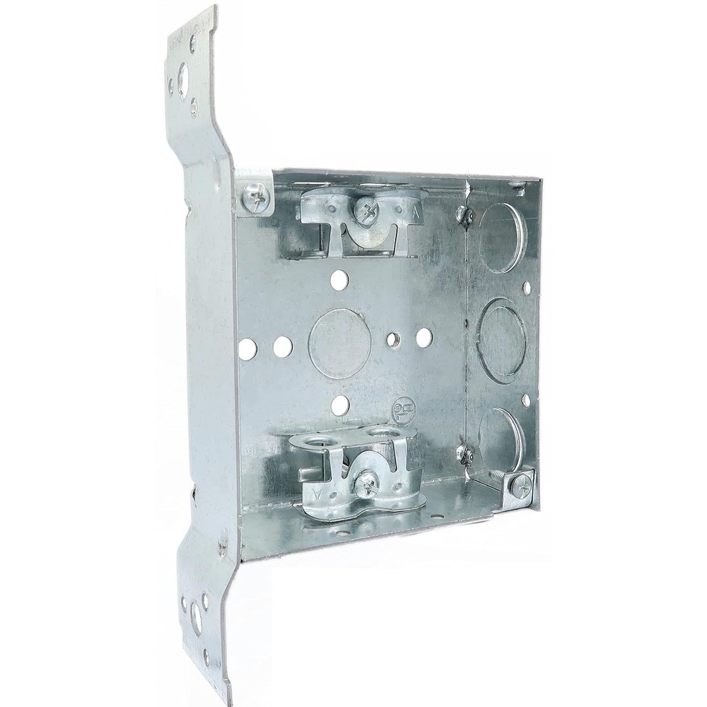 4-Inch Square Metal Box with Side Mounting Bracket, Welded, Deep, with 2…