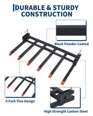 Clamp on Debris Forks 60″ Bucket 4400 LBS Capacity Pallet Fork Bucket Attachment
