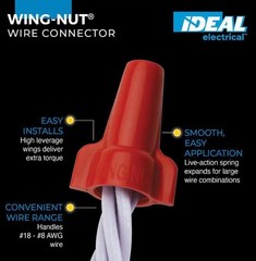 15 Ideal Red 30-452 Wing Nut Wire Connectors #18 to #8 AWG Up To 600V
