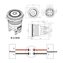16/19/22/25mm LED Push Button Switch Momentary Latching On/Off Waterproof Metal