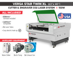 ALL INCLUDED 63″x40″ CO2 Laser Cutter Double Head System 150W VERSA STAR TWIN XL