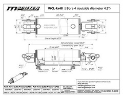Hydraulic Cylinder Welded Double Acting 4″ Bore 48″ Stroke Clevis End 4×48 new