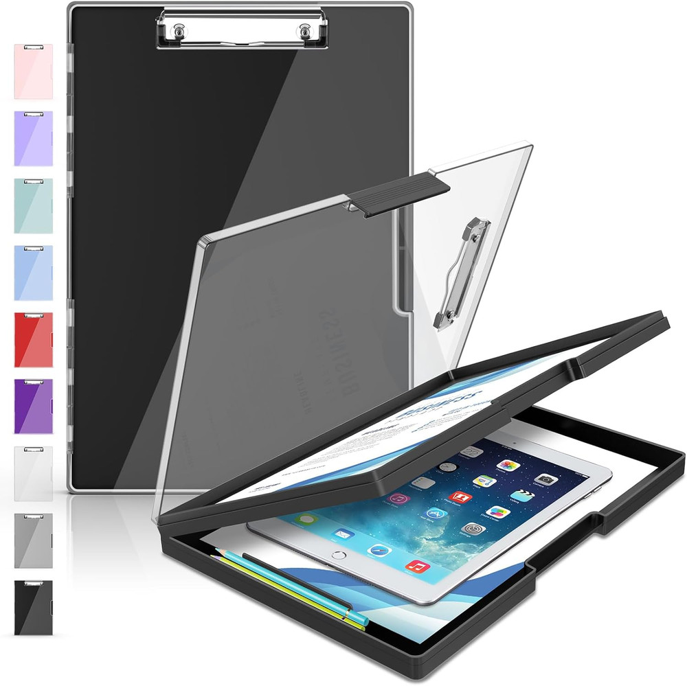 Clipboard with Storage,Plastic Clip Boards 8.5X11 with Storage, Black | Dual Sto