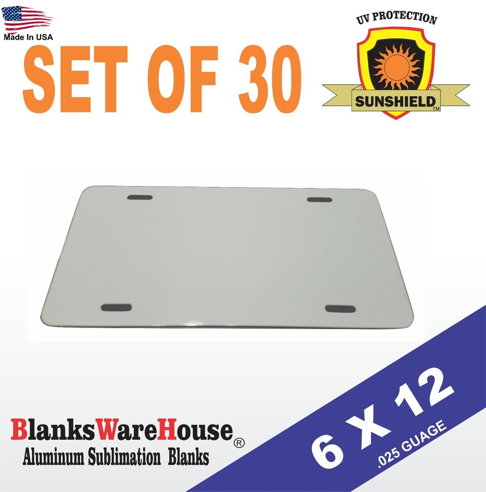 30 pcs ALUMINUM LICENSE PLATE SUBLIMATION BLANKS 6″x 12″ / for heat press