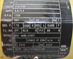 Baldor Reliance Super E. 1HP VEL11318