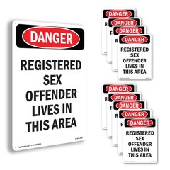 Portrait Registered Sex Offender OSHA Danger Sign Metal, Decal – 5 or 10 Pack