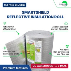SmartSHIELD -5mm 24”X50ft R17 Reflective Insulation Roll, Foam Core Radiant Bar