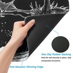 Black and White Large Mouse Pad, Japanese 31.5L x 11.8W inches, Wave Dragon