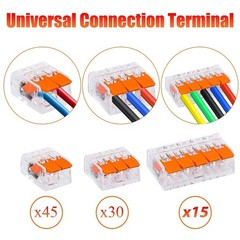 90Pcs For Wago 221 Lever Nuts Compact Splicing Wire Connectors – 2/3/5 Terminal