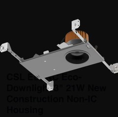 CSL ED3NC Eco-Downlight 3″ 21W New Construction Non-IC Housing ED3NC-359050-021S