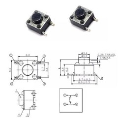 6×6×5mm Micro Tact Switch SMD Copper Tactile Push Button Circuit Board 4Pin