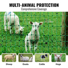 Electric Fence Netting, 42 In. H X 164 Ft. L, PE Fencing with Posts and Double-S