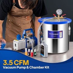 5 Gal Vacuum Chamber with 3.5 CFM 1 Stage Pump for Degassing Tempered Glass Lid