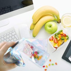 100/200 Holographic Mylar Foil Bags Smell Proof Resealable Zip Lock Pouch Black