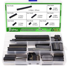 104PCS 2.54mm 2.54mm Male and Female Pin Header Connector Assortment Kit PCB Pin
