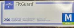 Medline FitGuard Powder Free Nitrile Disposable Exam Gloves, Medium 250 Count