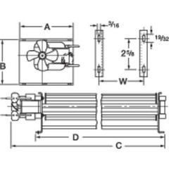 Dayton 1Tdu5 Rectangular Oem Blower, 2780 Rpm, 1 Phase, Direct Drive, C45