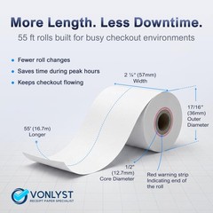 Vonlyst Thermal Receipt Paper Rolls for Dejavoo Z8 Z9 Z11 P1 20 rolls, White