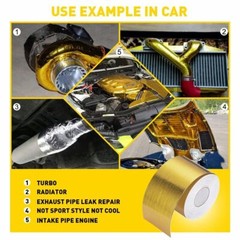 2″ 33Ft Intake Heat Reflective Tape Gold Wrap Self Adhesive High Temperature NEW