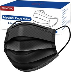 100 Pack Medical Grade Black Disposable Face Masks, ASTM Level 2, Protective …