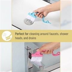 Window Track Cleaning Brush with Ergonomic Handle and Built-in Scrapr, Multipur