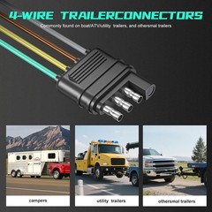 4 Pin Trailer Connector Harness Extension 80 Inch, 16AWG 4 Way Trailer Plug Flat