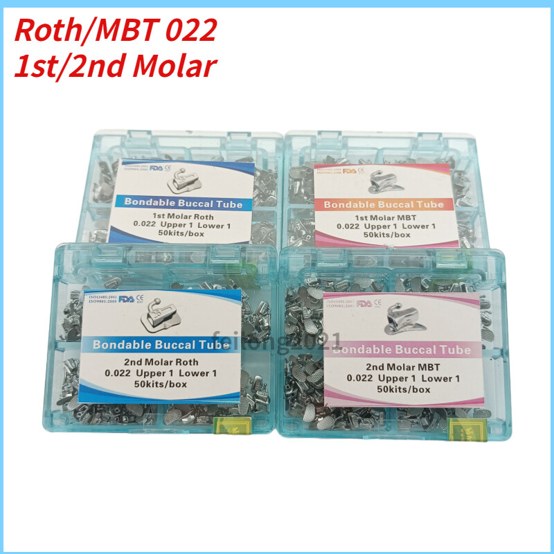 50Sets Dental Orthodontic Buccal Tube 1st 2nd Molar Tube Roth MBT 022/018 Mesh