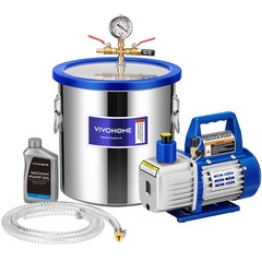5 Gal Vacuum Chamber with 3.5 CFM 1 Stage Pump for Degassing Tempered Glass Lid