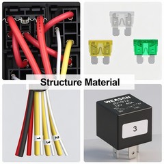 12V 3 Way Pre-Wired Fuse Relay Box, 3 Relays and 3 ATC/ATO Blade Fuses, 4-Pin…