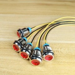 5Pcs 12mm LED Metal Indicator Light AC 110V-220V Waterproof In Color: Red 110V