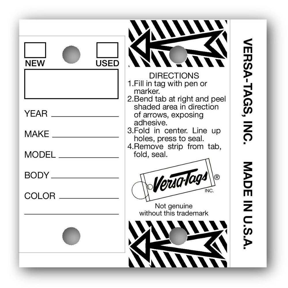 Genuine Versa-Tag® Key Tags (Half-Pack) (125 and 3*3 inches, White