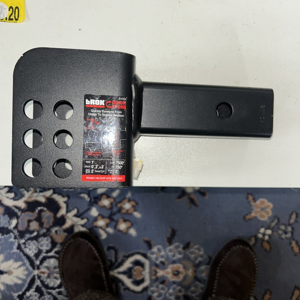 bROK 51054 2″ Flip Mount Adjustable Heavy Duty Hitch 7500 lb Quick Store Black