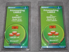 (2) Monarch Orange Pricemarking Labels Fits Garvey 22-8 1 Line Labeler 6 Roll