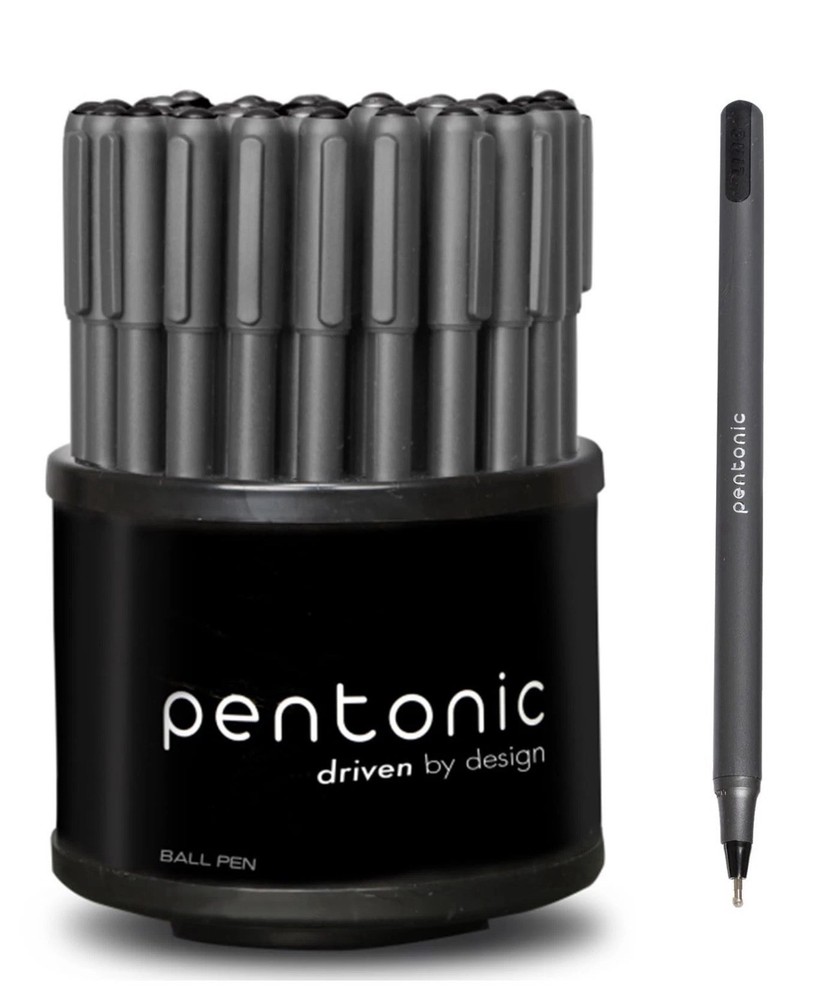 Pentonic Ballpoint Pens in Organizer, Bulk 50 Count, Black Ink, 1.0 Mm