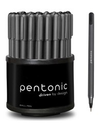 Pentonic Ballpoint Pens in Organizer, Bulk 50 Count, Black Ink, 1.0 Mm
