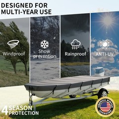 Jon Boat Cover 10-12ft,1200D 5-Layer Waterproof Oxford Fabric,Heavy Duty UV P…
