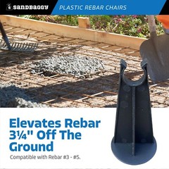 Sandbaggy 3-1/4 Inch Rebar Plastic Chair | Fits Rebar #3 to #5 | Heavy Duty